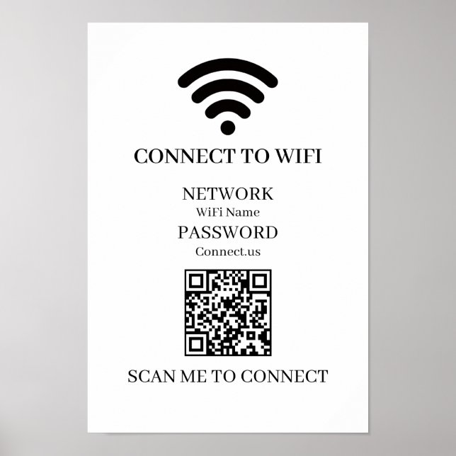 Affiche Code QR WiFi personnalisé | Affichage de scan de r (Devant)
