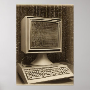 Affiche Codeur Programmeur Ordinateur Vintage Code Binaire