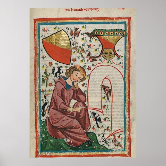 Affiche Codex Manesse Herr Heinrich von Veldeke (Devant)