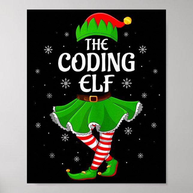 Affiche Coding Elf Christmas Family Girls Women Elf Squad  (Devant)