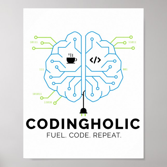 Affiche Codingholic Tech Brain Programmer (Devant)