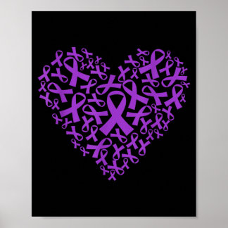 Affiche Cœur à ruban violet pour soutenir le cancer du pan