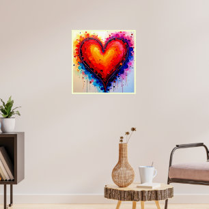 Affiche Cœur Abstrait Vibrant Art Splash