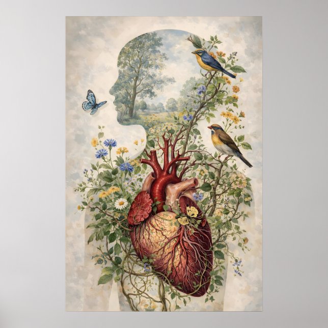 Affiche Cœur Anatomique Esprit, Anatomie Botanique (Devant)