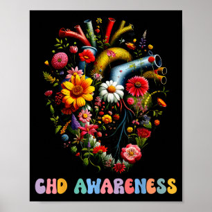 Affiche Cœur Anatomique Floral Tsv Maladie Congénitale