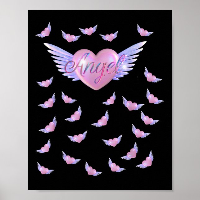 Affiche Coeur ange avec ailes (Devant)