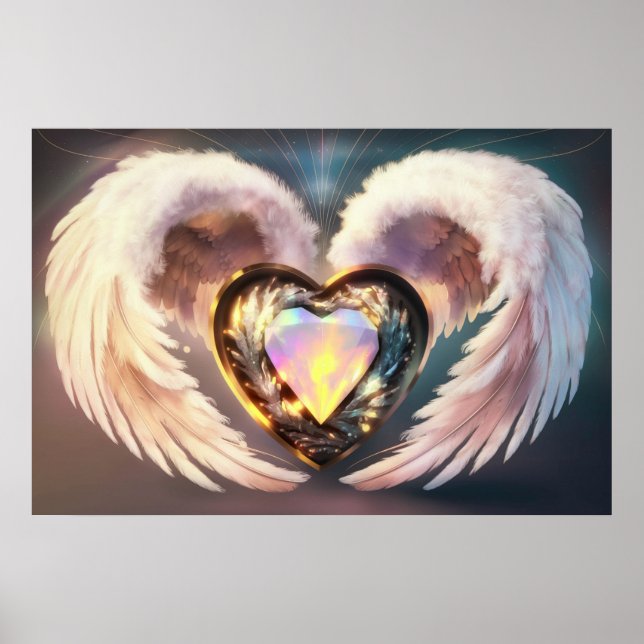 Affiche *~* Coeur Ange Blanc Ailes AP78 Opal Topaz (Devant)