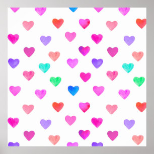 Affiche coeur aquarelle peint à la main motif Valentine's