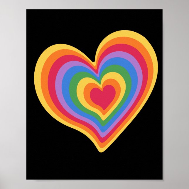 Affiche Coeur arc en ciel. Fierté amour gay (Devant)