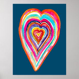 Affiche Coeur arc-en-ciel mou amour boho