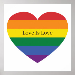 Affiche Coeur arc-en-ciel texte personnalisé