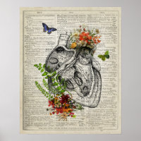 Coeur avec fleurs Anatomie Dictionnaire Art