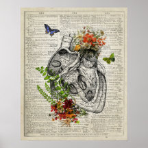 Coeur avec fleurs Anatomie Dictionnaire Art