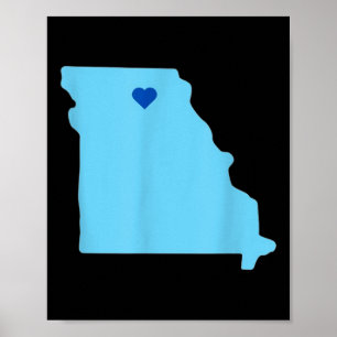 Affiche Coeur Bleu Dans L'État Du Missouri