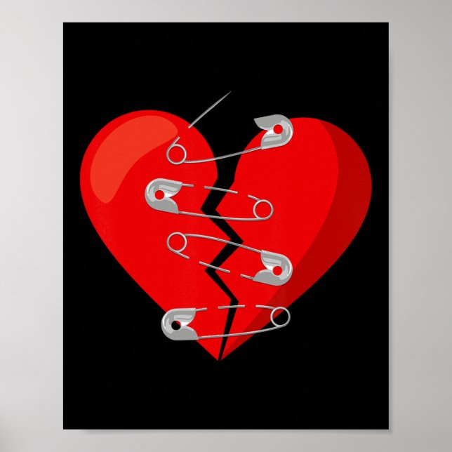 Affiche Cœur brisé et épingles de sûreté Anti Saint-Valent (Devant)