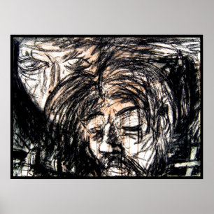 Affiche Coeur brisé sur le charbon de bois rouge déversé