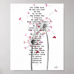 Affiche Coeur cadeau amour art fleur d'haleine mariage