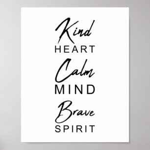 Affiche Coeur calme esprit brave esprit Inspirationnel