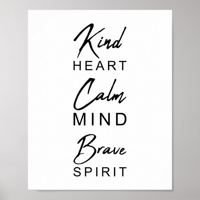 Affiche Coeur calme esprit brave esprit | Inspirationnel (Devant)