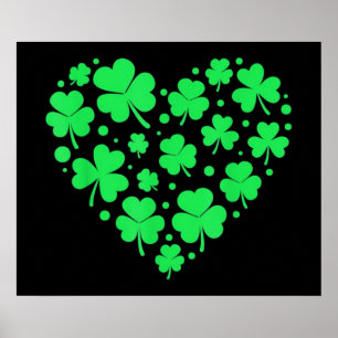 Affiche Cœur Chanceux Trèfle Irlandais
