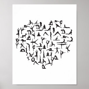 Affiche Cœur composé de positions de yoga ! Un super cadea