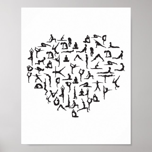Affiche Cœur composé de positions de yoga ! Un super cadea (Devant)