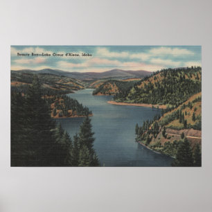 Affiche Coeur d'Alene, ID - Vue de Beauty Bay