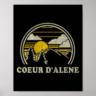 Affiche Coeur D'alene Idaho Id T Shirt Vintage Randonnée M