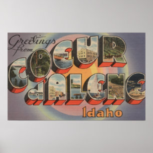 Affiche Coeur d'Alene, Idaho - Scènes de grandes lettres