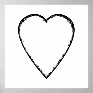 Affiche Coeur d'amour avec bord de gribouillis.