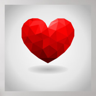 Affiche Coeur d'amour bas poly valentine