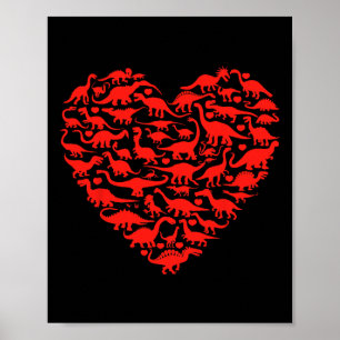 Affiche Cœur d'amour de dinosaure T Rex Mignon Garçons Sai