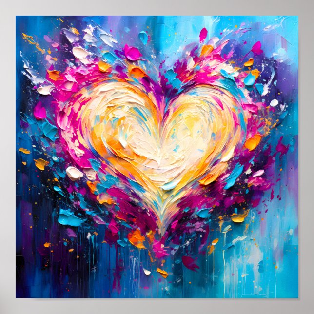 Affiche Cœur d'amour moderne abstrait coloré (Devant)