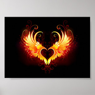 Affiche Cœur d'ange de feu avec des ailes