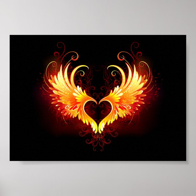 Affiche Cœur d'ange de feu avec des ailes (Devant)