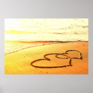 Affiche Coeur dans le sable sur une plage de sable, photo
