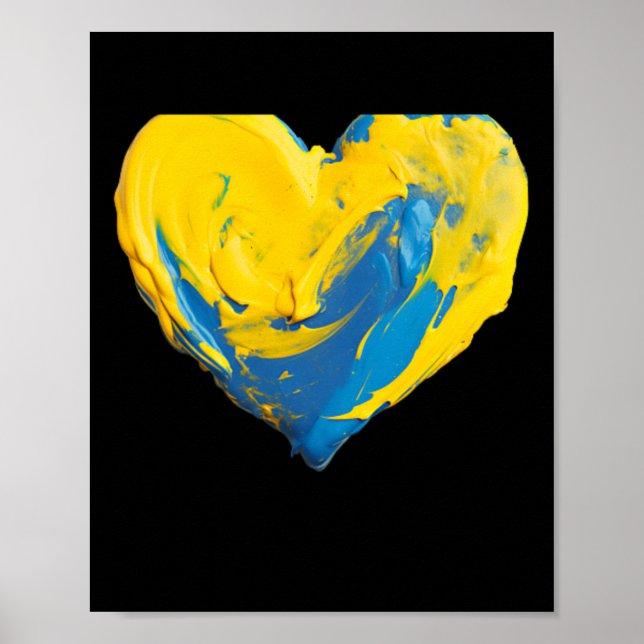 Affiche Cœur d'argile Ukraine Bleu Et Jaune  (Devant)