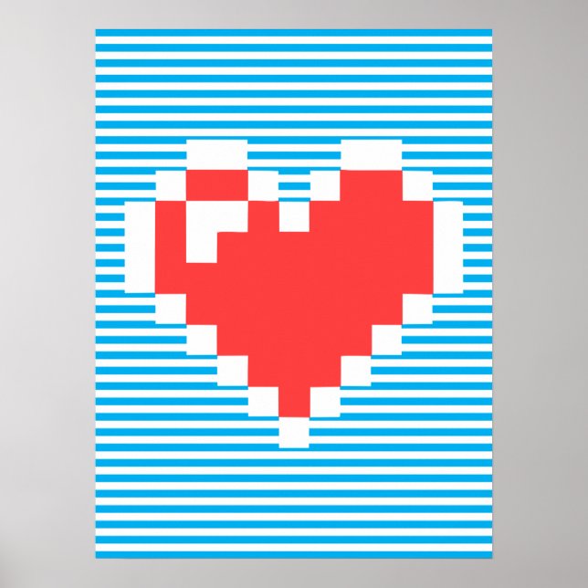 Affiche Coeur de 8 bits (Devant)