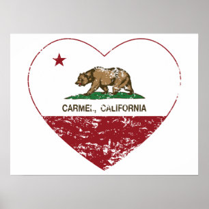 Affiche coeur de carmel de drapeau de la Californie