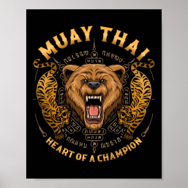 Affiche Cœur de champion - Kickboxing et Muay Thai Gri (Devant)
