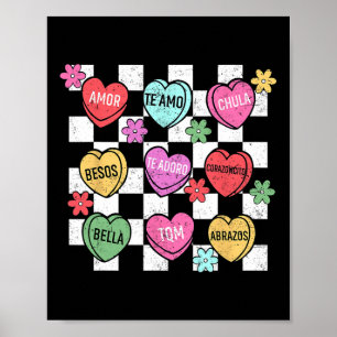 Affiche Cœur de conversation de la Saint-Valentin espagnol