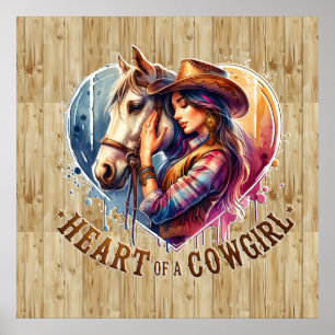 Affiche Coeur de cowgirl occidentale mignonne