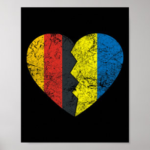Affiche Cœur de drapeau allemand ukrainien Allemagne Ukrai