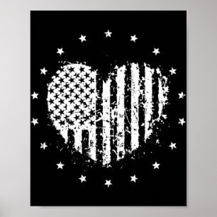 Affiche Cœur de drapeau américain 4 juillet