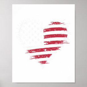 Affiche Cœur de drapeau américain Femmes Hommes Enfants 4