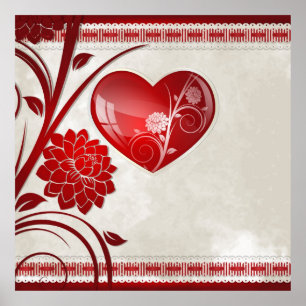 Affiche Coeur de fleurs