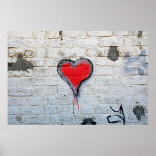 Affiche Coeur de graffiti rouge