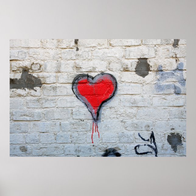 Affiche Coeur de graffiti rouge (Devant)