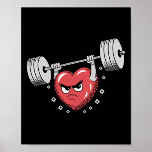 Affiche Cœur de la Saint-Valentin soulève des poids drôle
