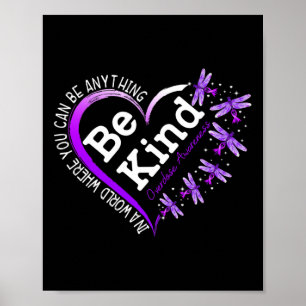 Affiche Coeur de libellule Soyez gentil Violet Surdose de